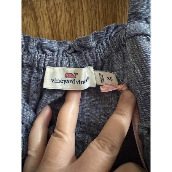 Vineyard Vines Womens Linen Chambray Tiered Tassel Dress/Coverup Size XS Carbon - Picture 8 of 10